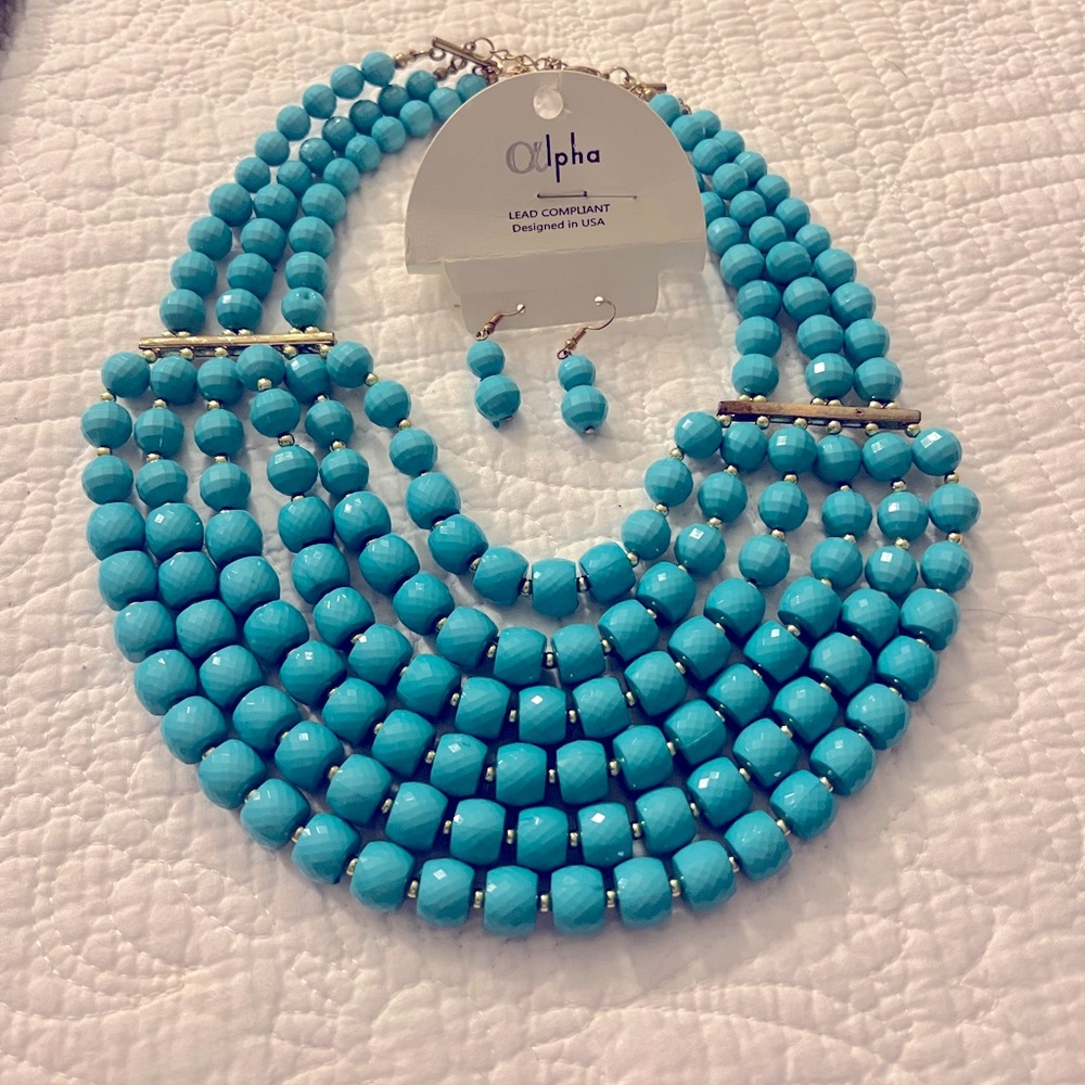 Turquoise necklace and earrings set